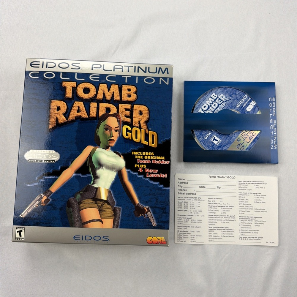 Tomb Raider Gold:Platinum Collection (PC, 1998) Bonus 4 New Levels, With Box